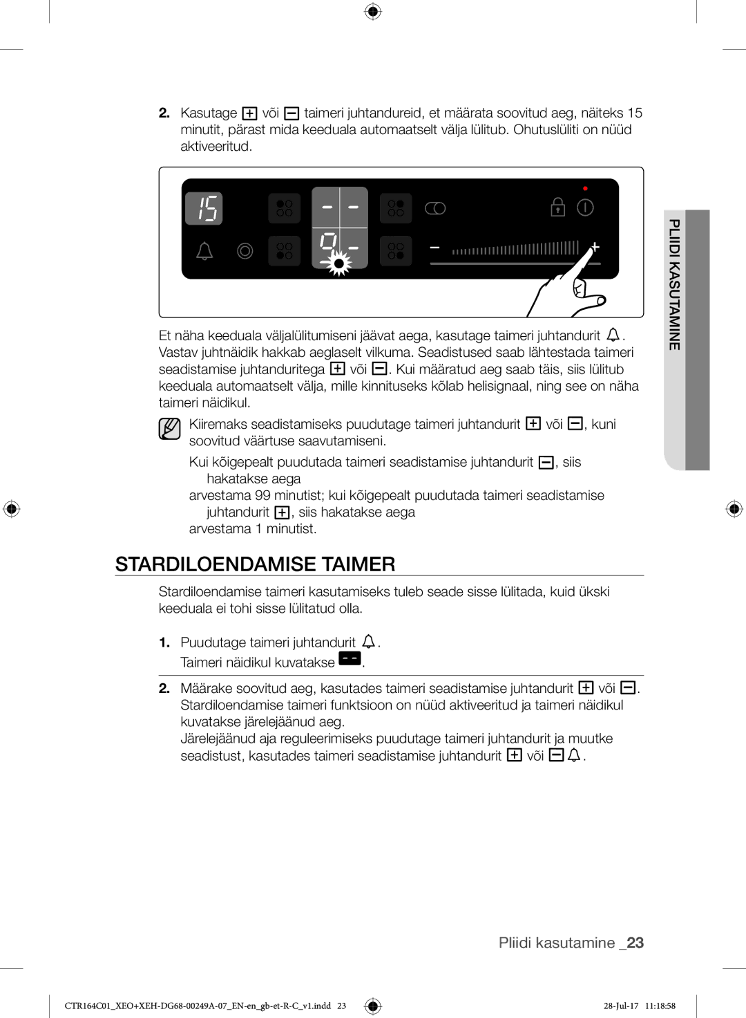 Samsung CTR164NC01/XEO manual Stardiloendamise Taimer 