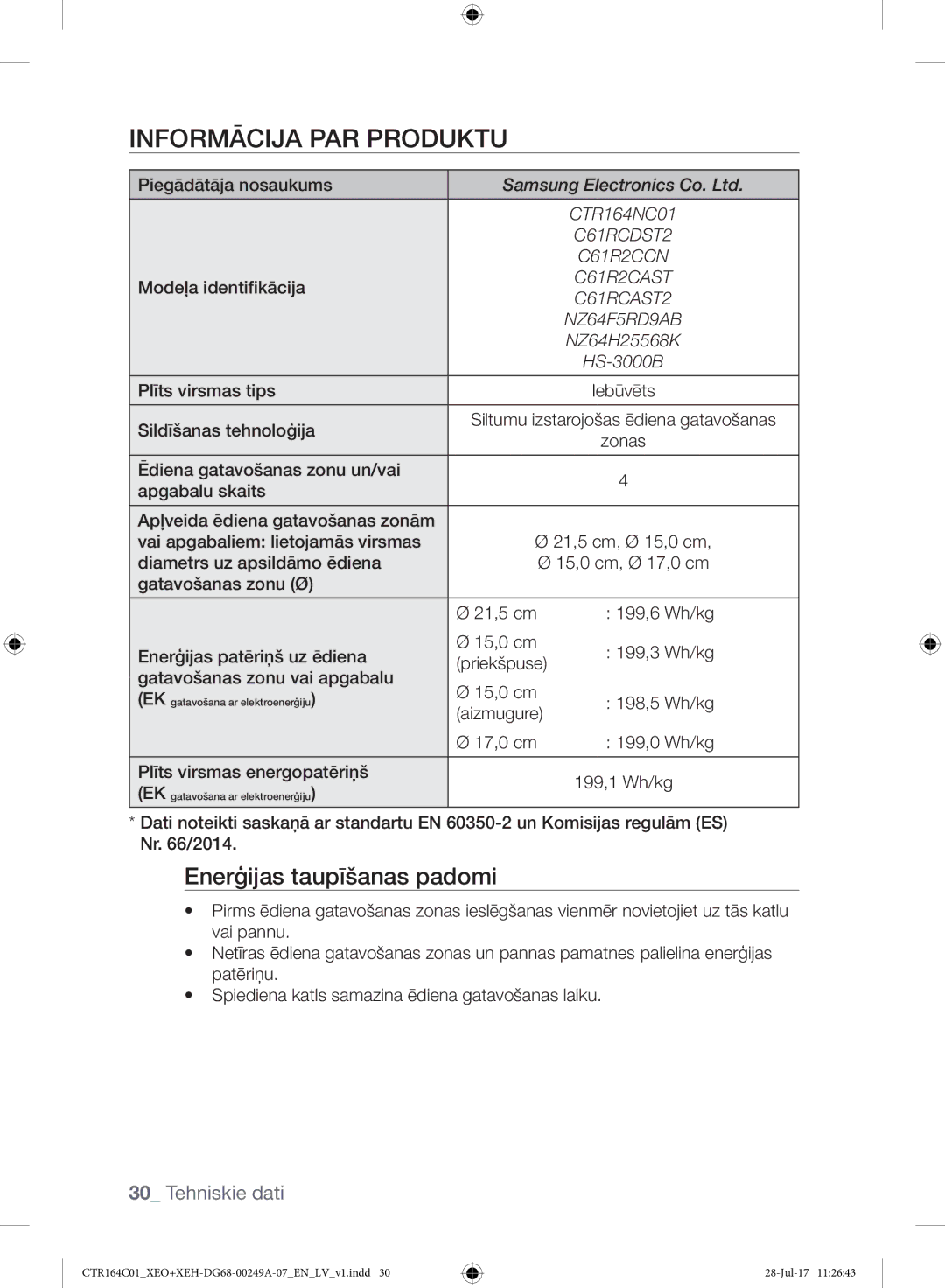 Samsung CTR164NC01/XEO manual Informācija PAR Produktu 