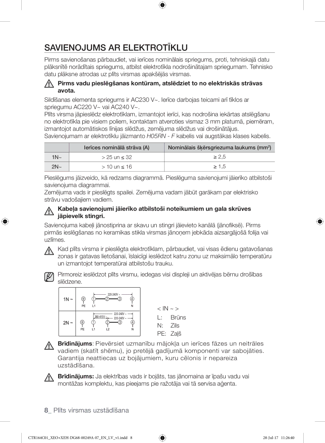 Samsung CTR164NC01/XEO manual Savienojums AR Elektrotīklu 