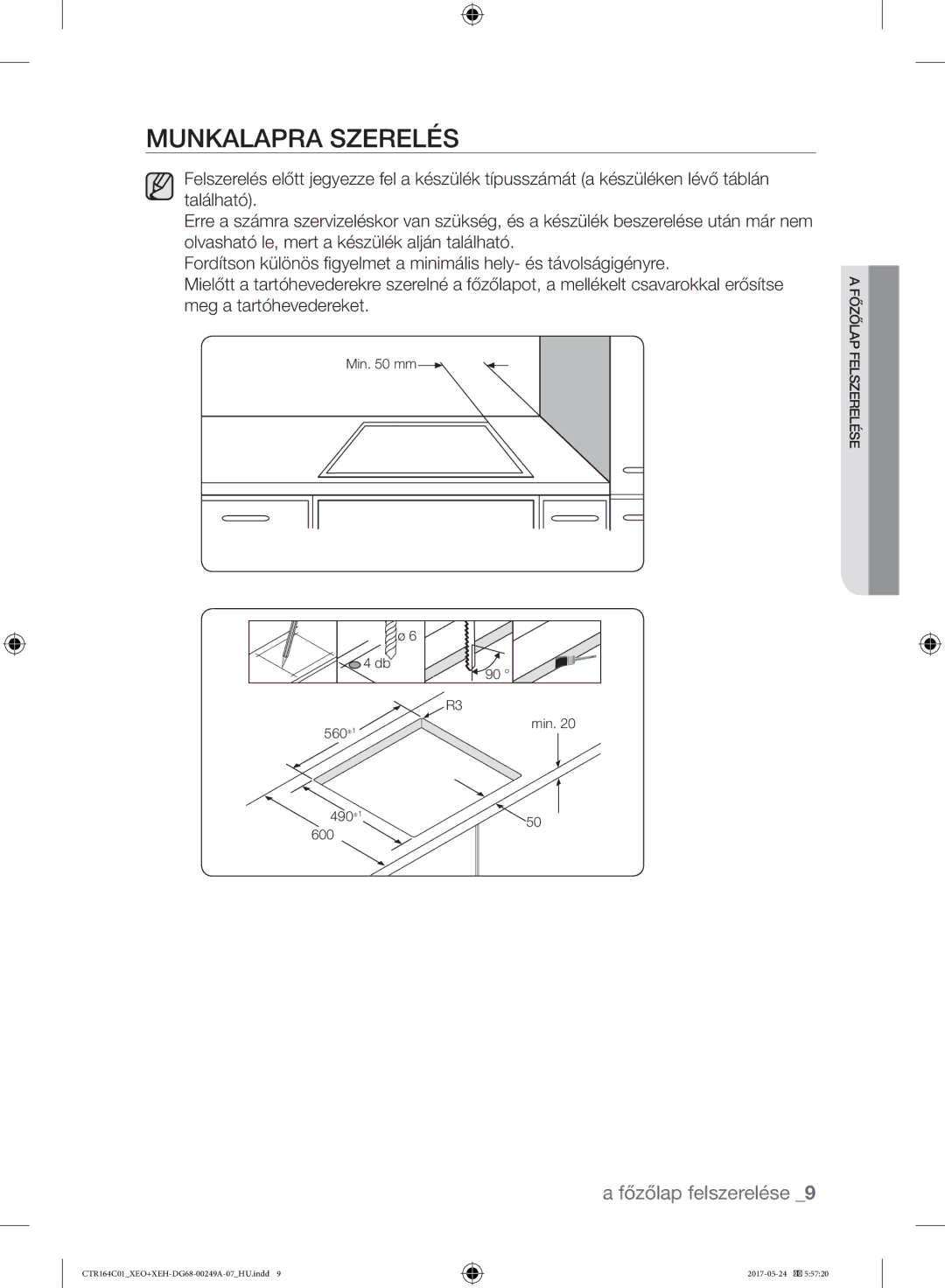 Samsung CTR164NC01/XEO manual Munkalapra Szerelés 