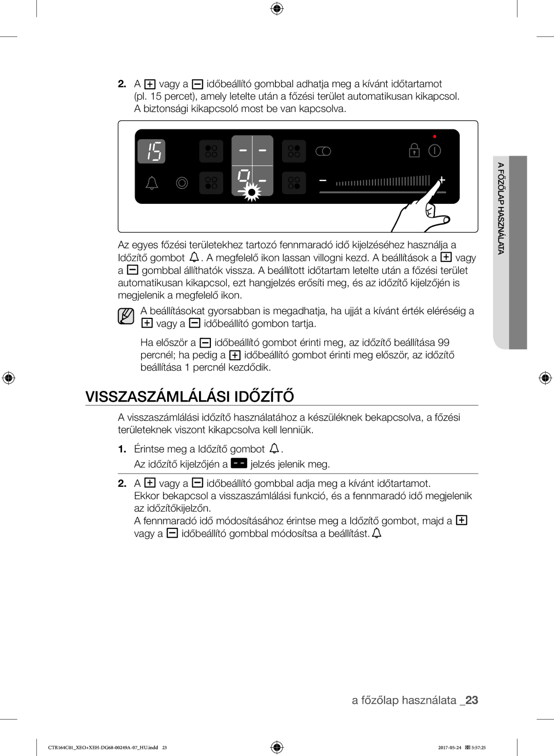 Samsung CTR164NC01/XEO manual Visszaszámlálási Időzítő 