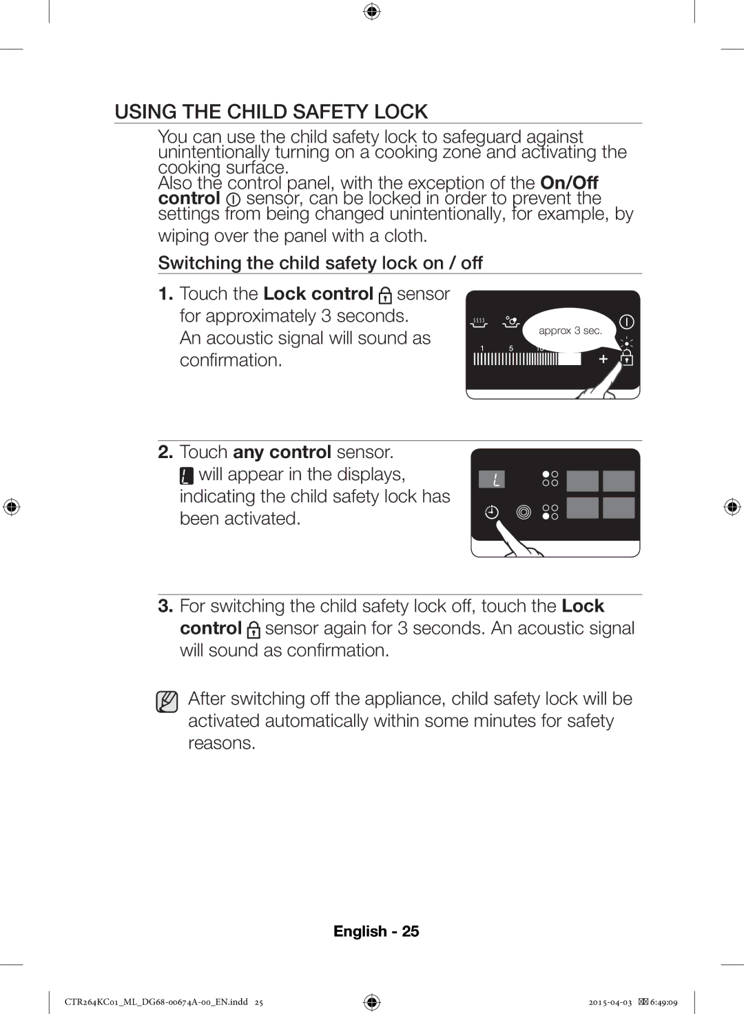 Samsung CTR264KC01/ML manual Using the Child Safety Lock 