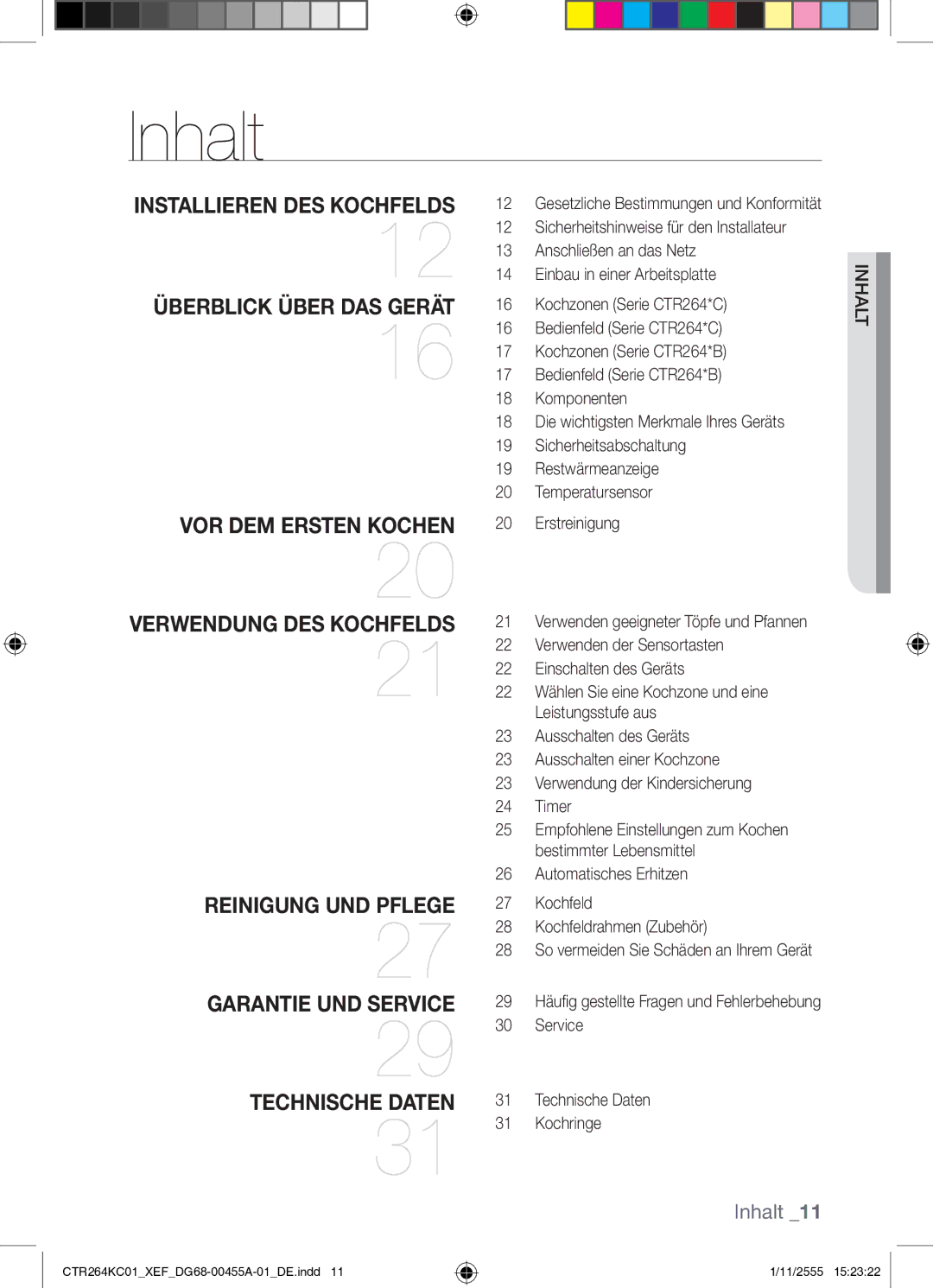 Samsung CTR264KC01/XEF manual Inhalt 