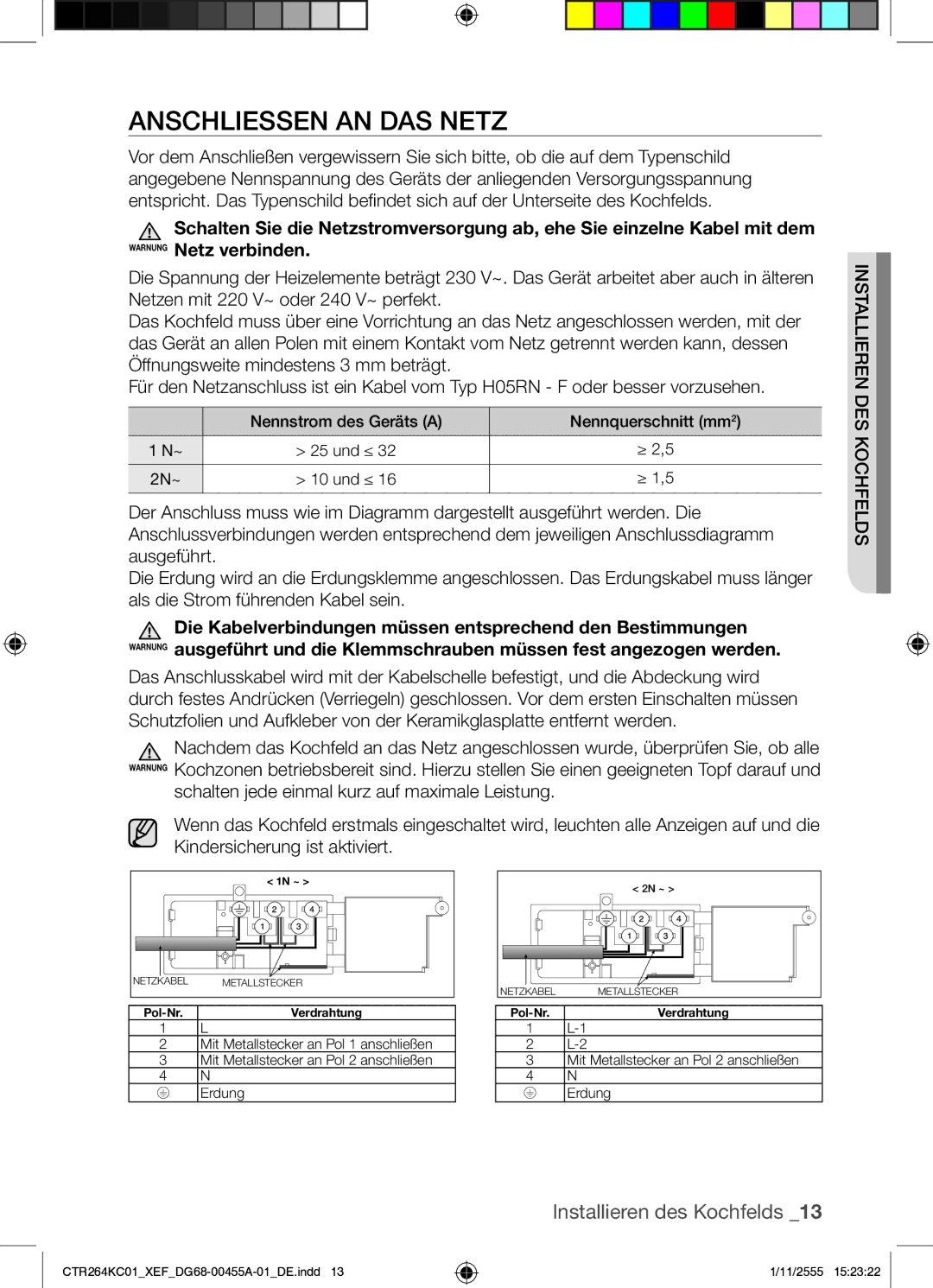 Samsung CTR264KC01/XEF manual Anschliessen AN DAS Netz 