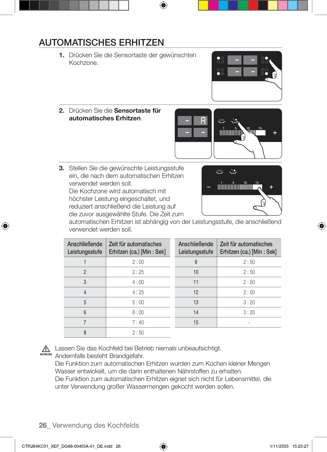 Samsung CTR264KC01/XEF manual Automatisches Erhitzen 