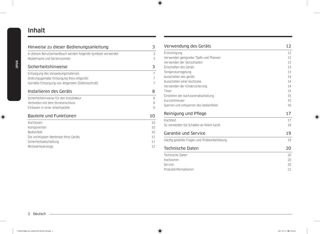 Samsung CTR432NB02/EG manual Inhalt 