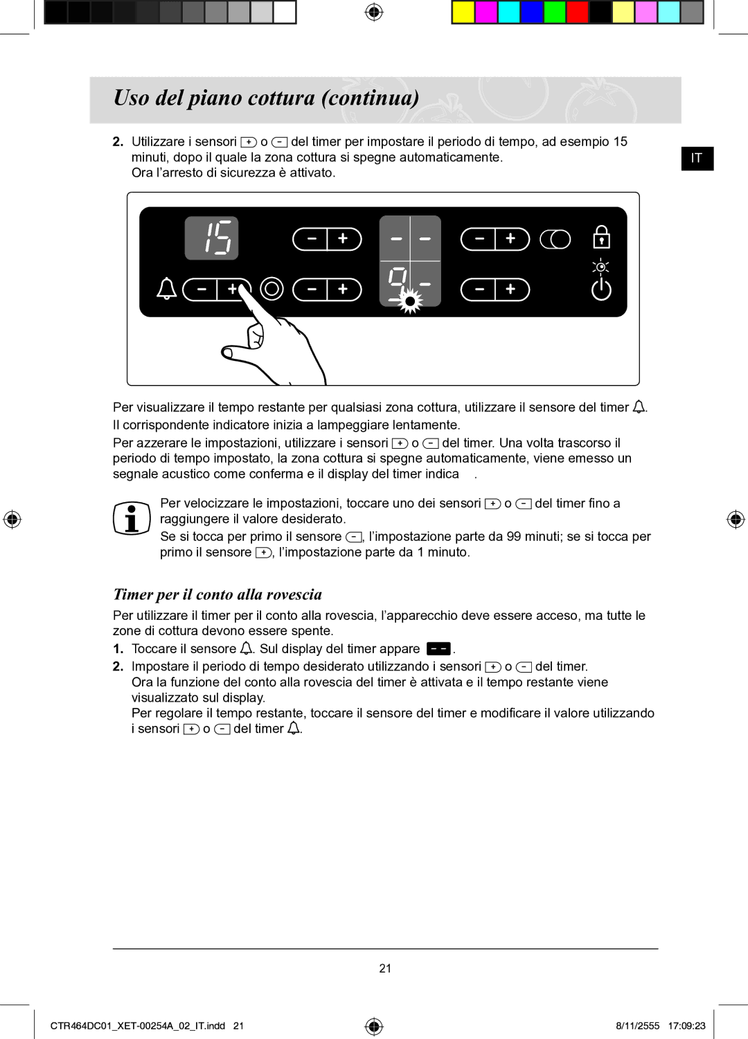 Samsung CTR464DC01/XET manual Timer per il conto alla rovescia 