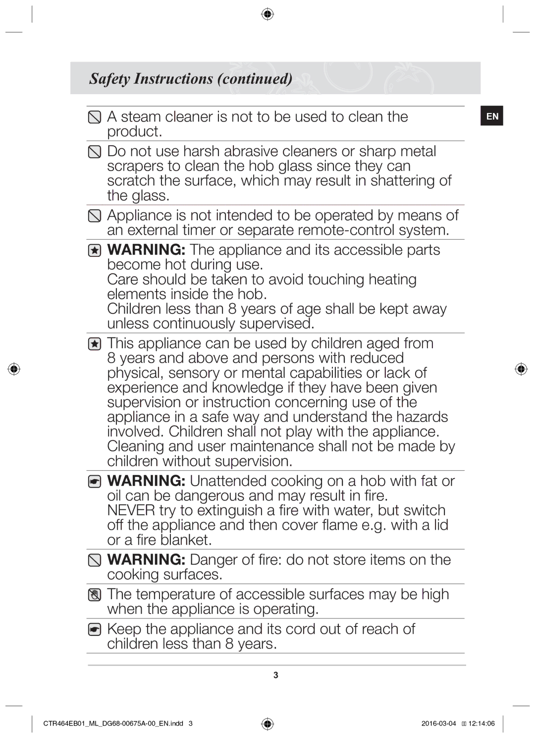 Samsung CTR464EB01/ML manual Safety Instructions 