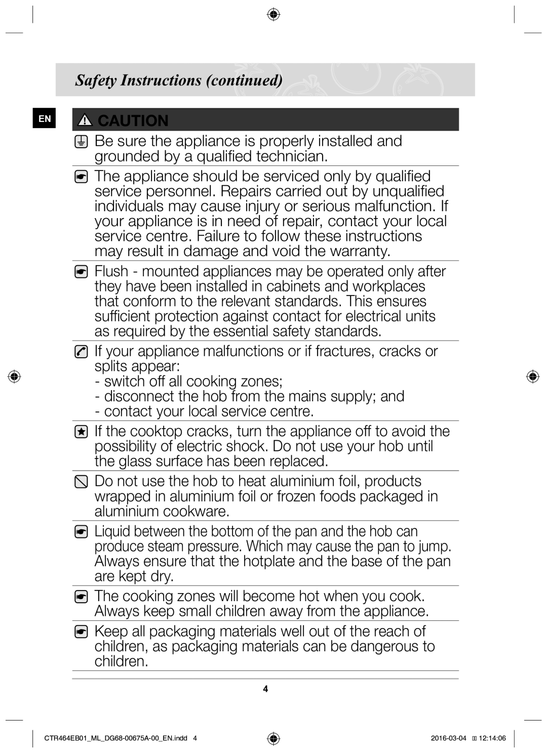 Samsung CTR464EB01/ML manual EN Caution 