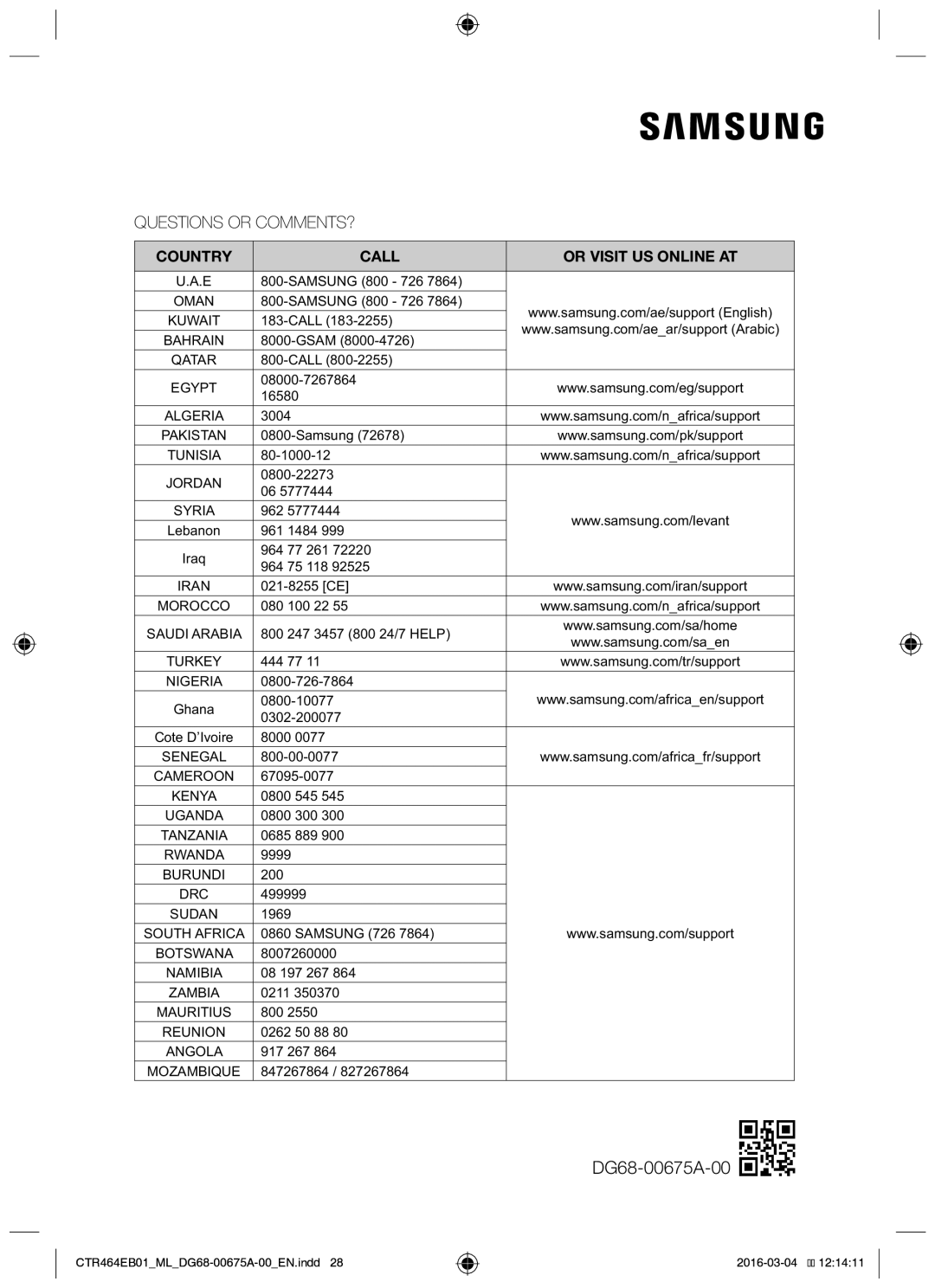 Samsung CTR464EB01/ML manual Questions or COMMENTS? 