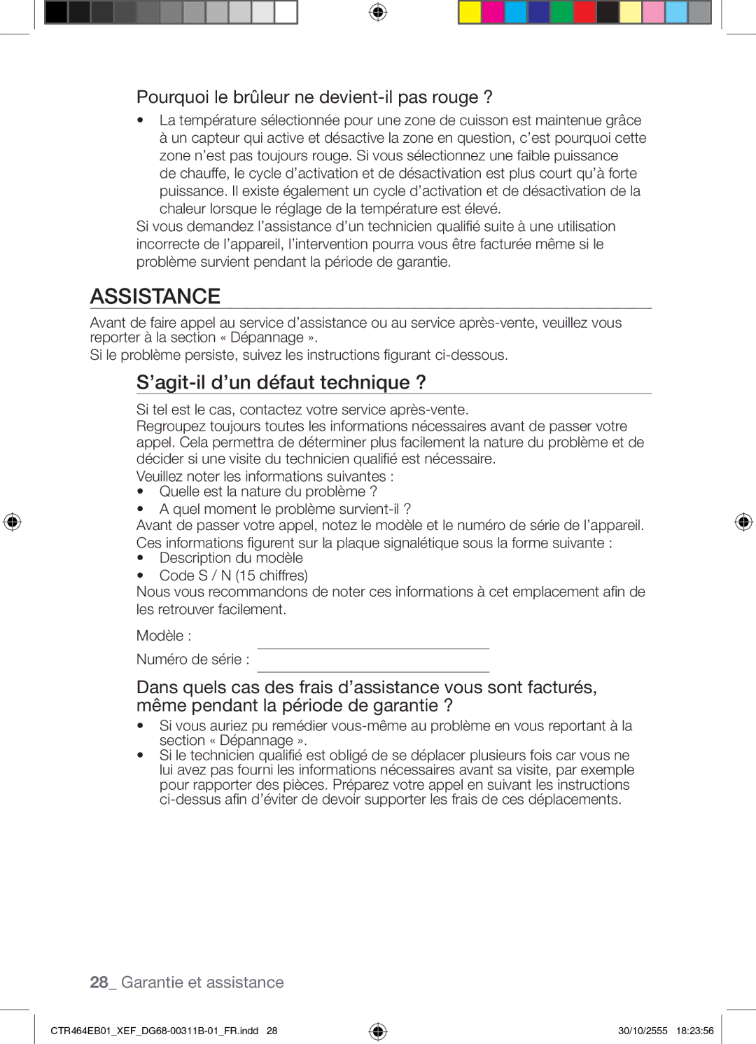 Samsung CTR464EB01/XEF manual Assistance, ’agit-il d’un défaut technique ? 