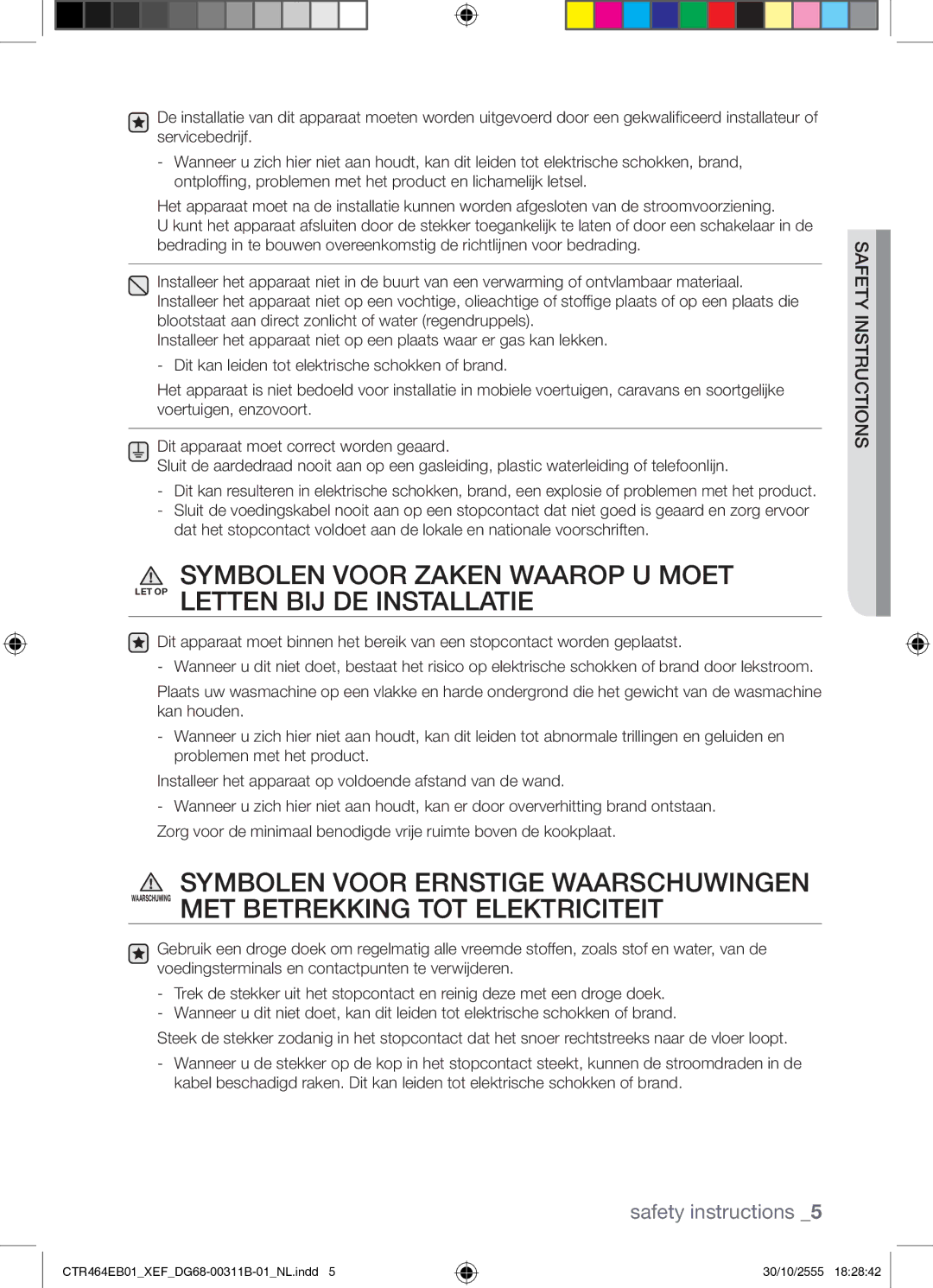 Samsung CTR464EB01/XEF manual Safety instructions 