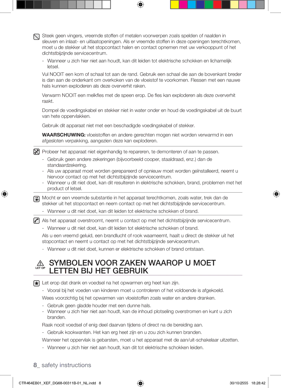 Samsung CTR464EB01/XEF manual Safety instructions 