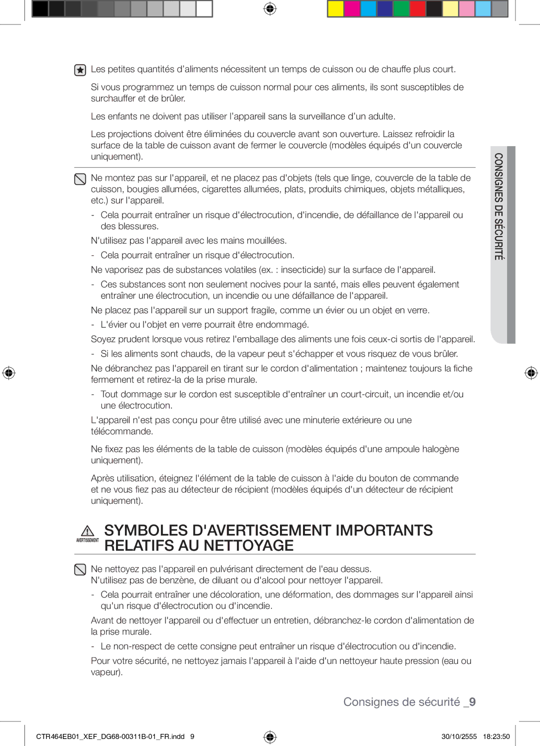 Samsung CTR464EB01/XEF manual Consignes de sécurité 