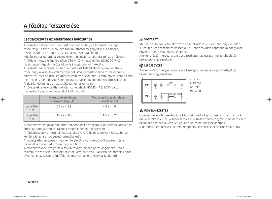 Samsung CTR464EB01/XEO, CTR464EB01/ML manual Csatlakoztatás az elektromos hálózathoz 