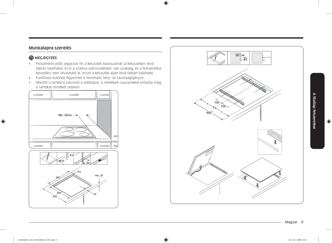 Samsung CTR464EB01/ML, CTR464EB01/XEO manual Munkalapra szerelés 