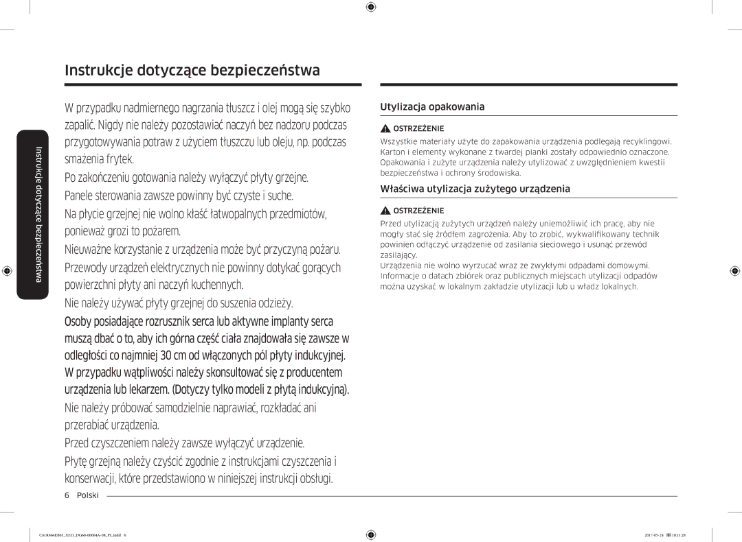 Samsung CTR464EB01/XEO, CTR464EB01/ML manual Utylizacja opakowania, Właściwa utylizacja zużytego urządzenia 