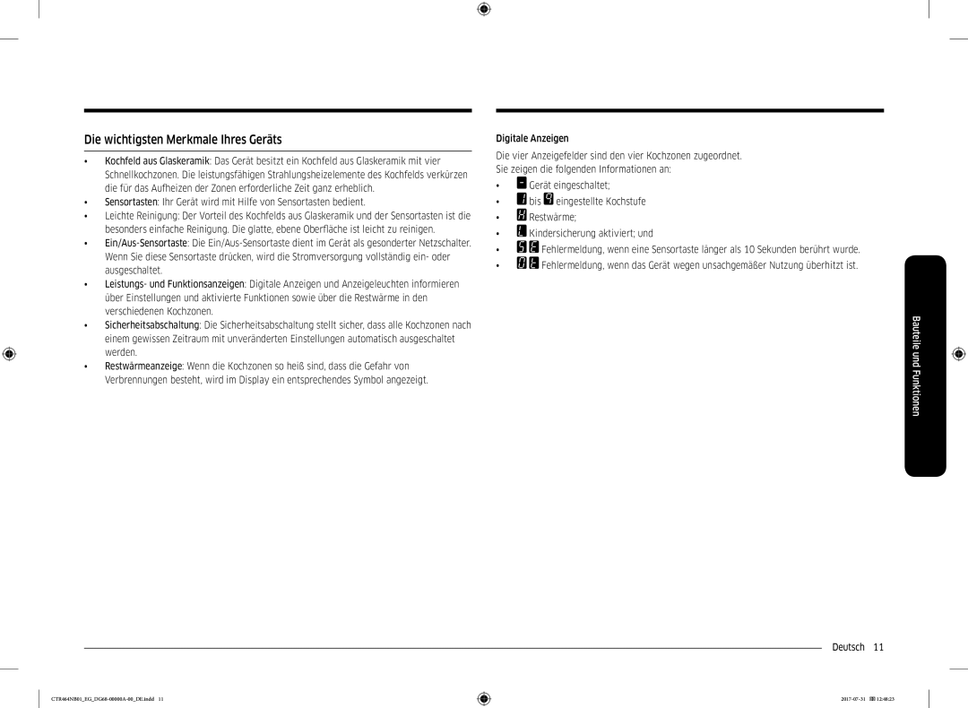 Samsung CTR464NB01/EG manual Die wichtigsten Merkmale Ihres Geräts 