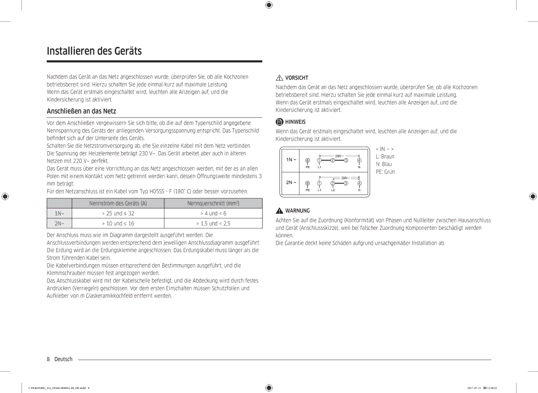 Samsung CTR464NB01/EG manual Anschließen an das Netz 