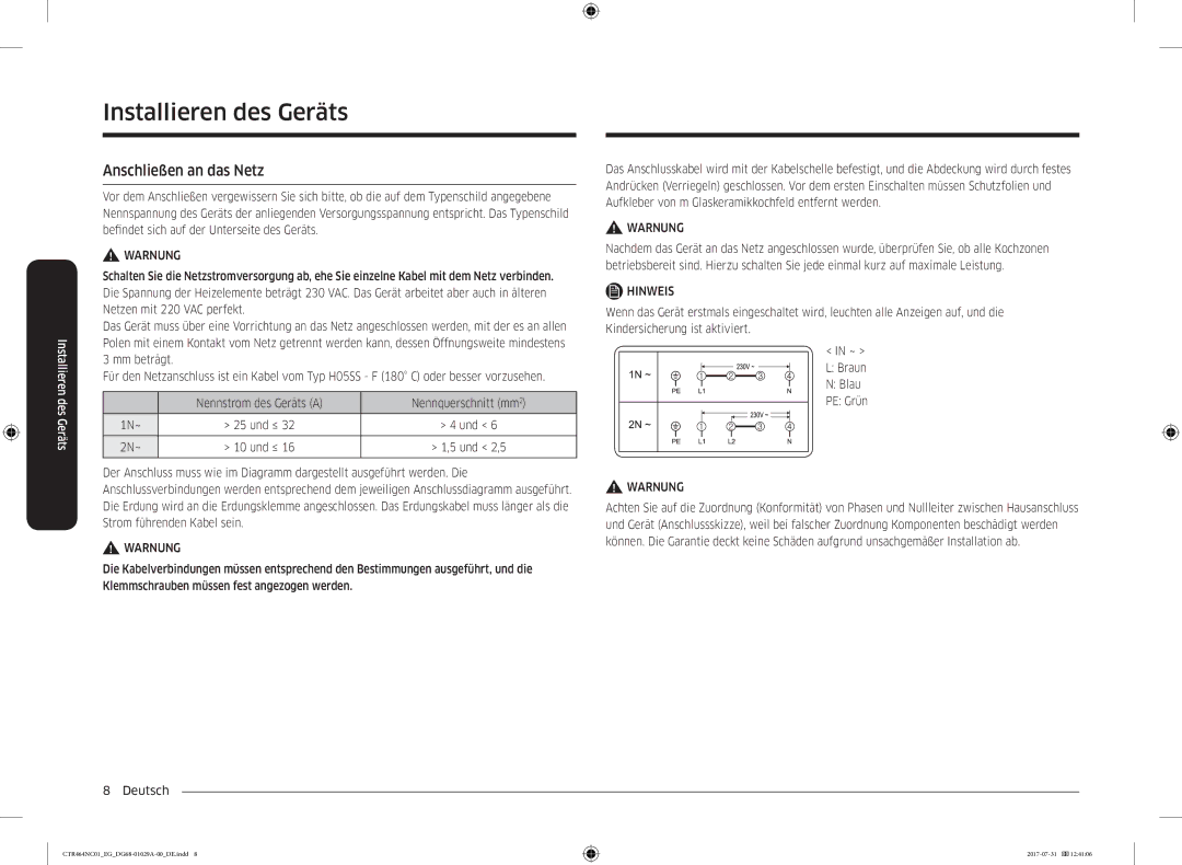 Samsung CTR464NC01/EG manual Anschließen an das Netz 