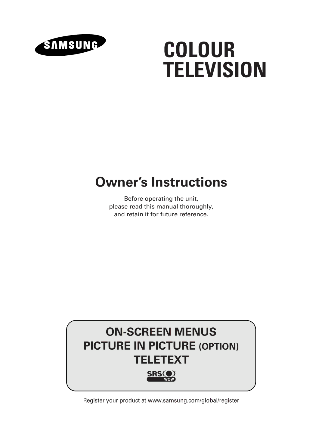 Samsung CW-29M026V manual Colour Television 