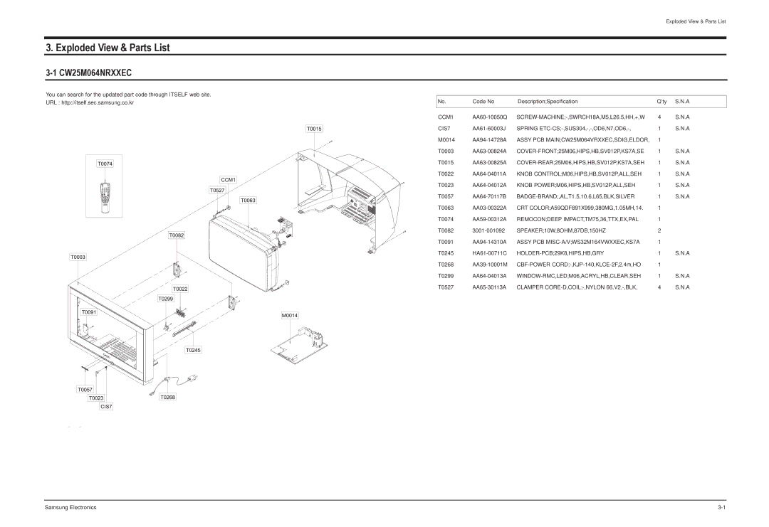 Samsung CW25M064NRXXEC specifications Exploded View & Parts List 