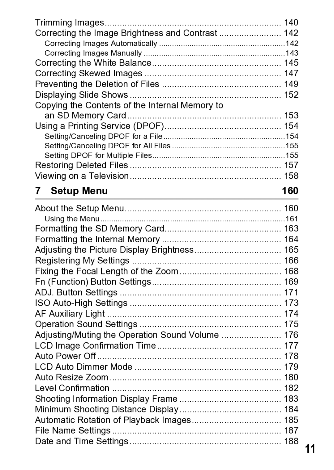 Samsung CX1 manual Setup Menu, 160 