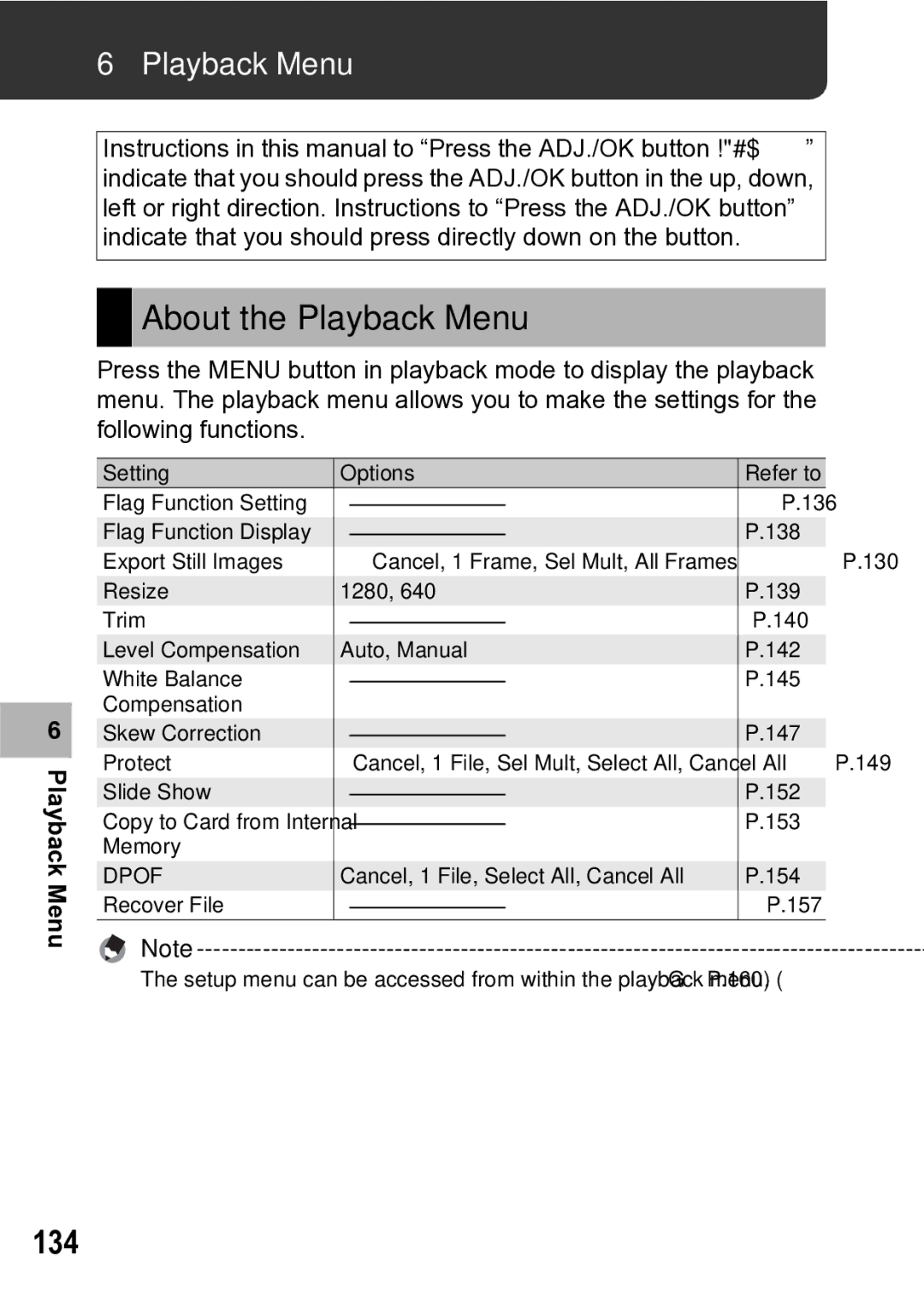 Samsung CX1 manual About the Playback Menu, 134 