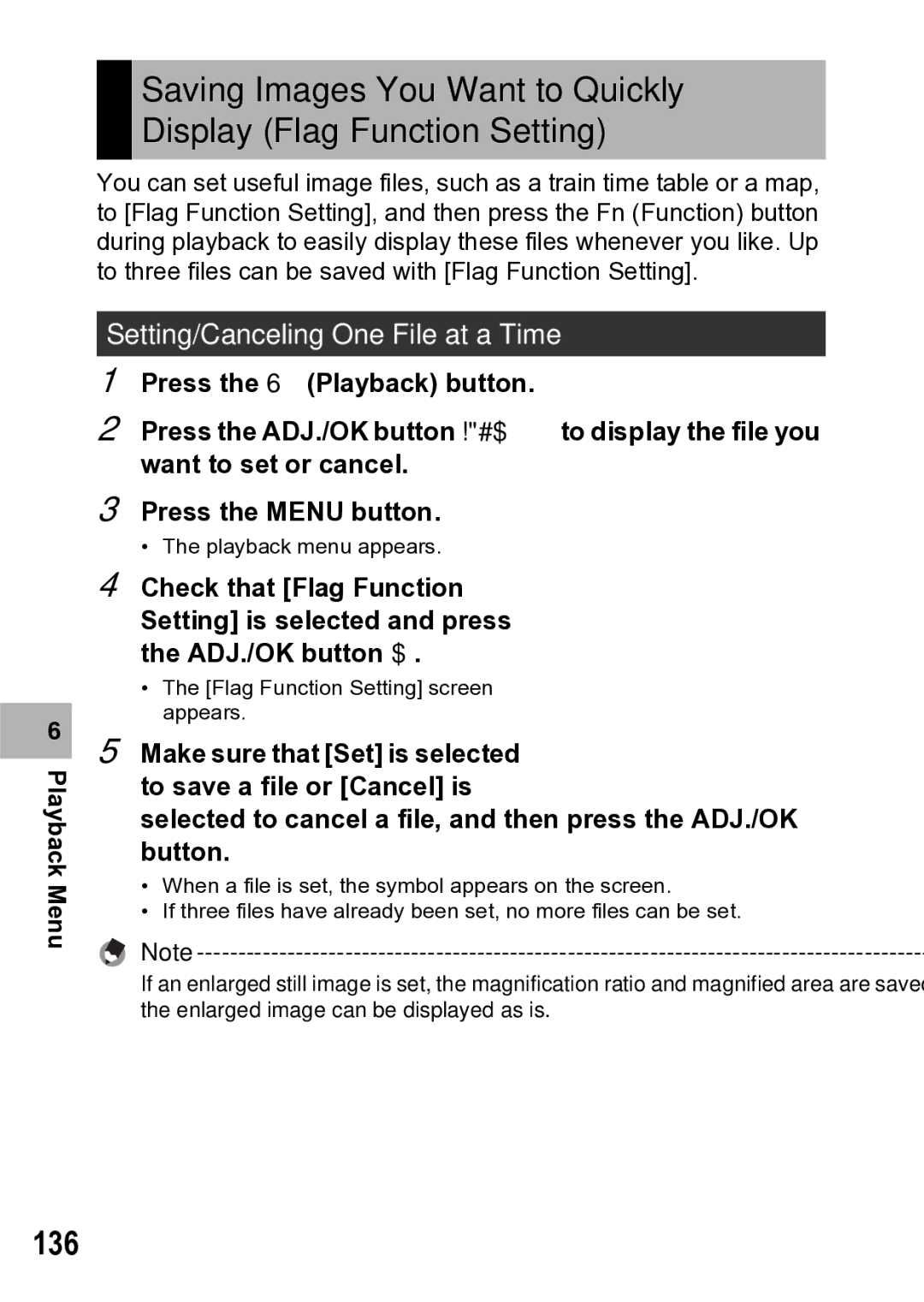 Samsung CX1 manual 136, Setting/Canceling One File at a Time 