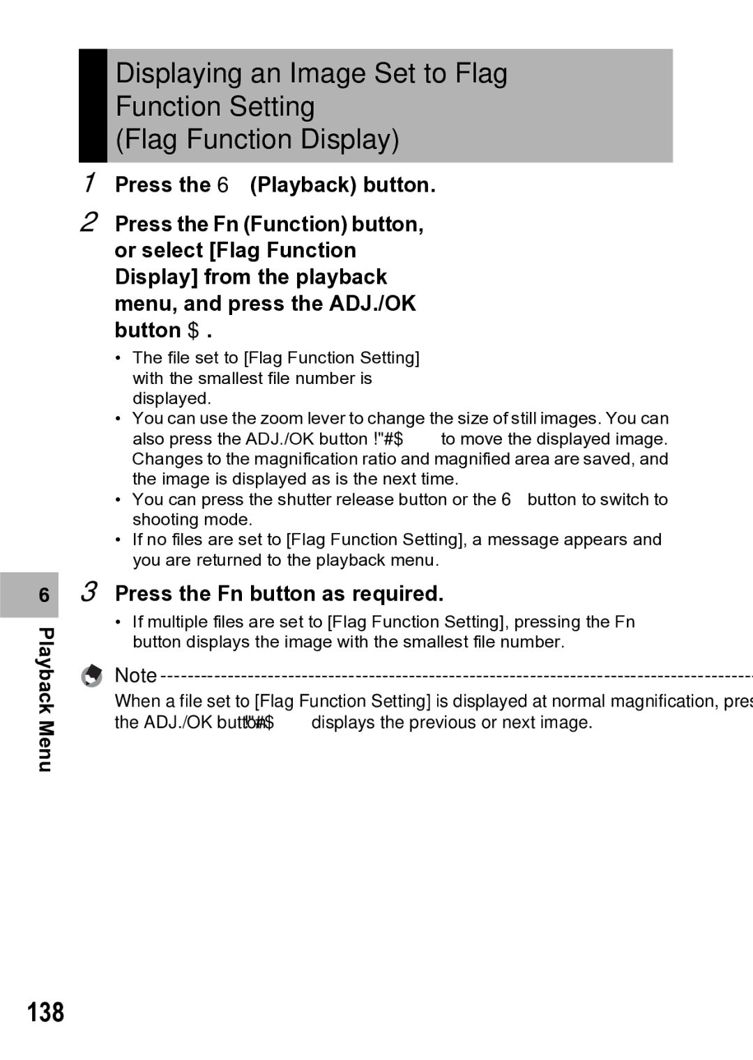 Samsung CX1 manual 138, Press the Fn button as required 