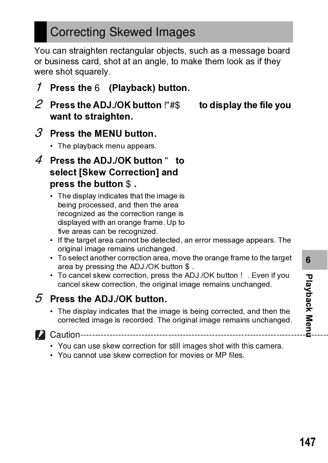 Samsung CX1 manual Correcting Skewed Images, 147 