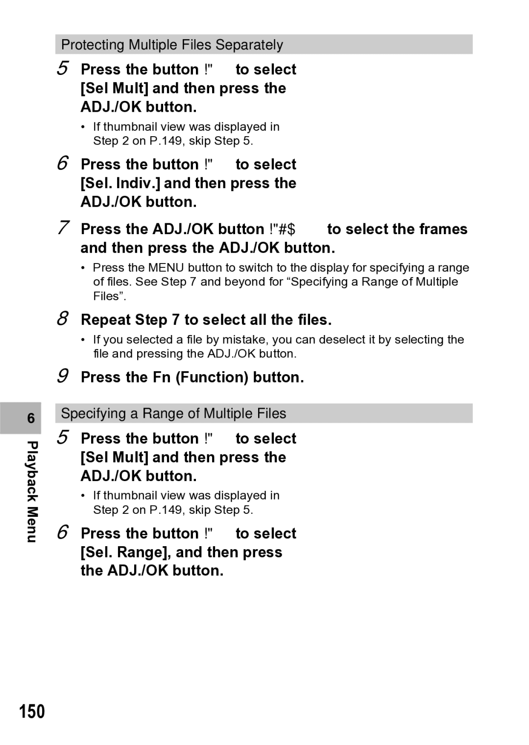 Samsung CX1 manual 150, Repeat to select all the files 