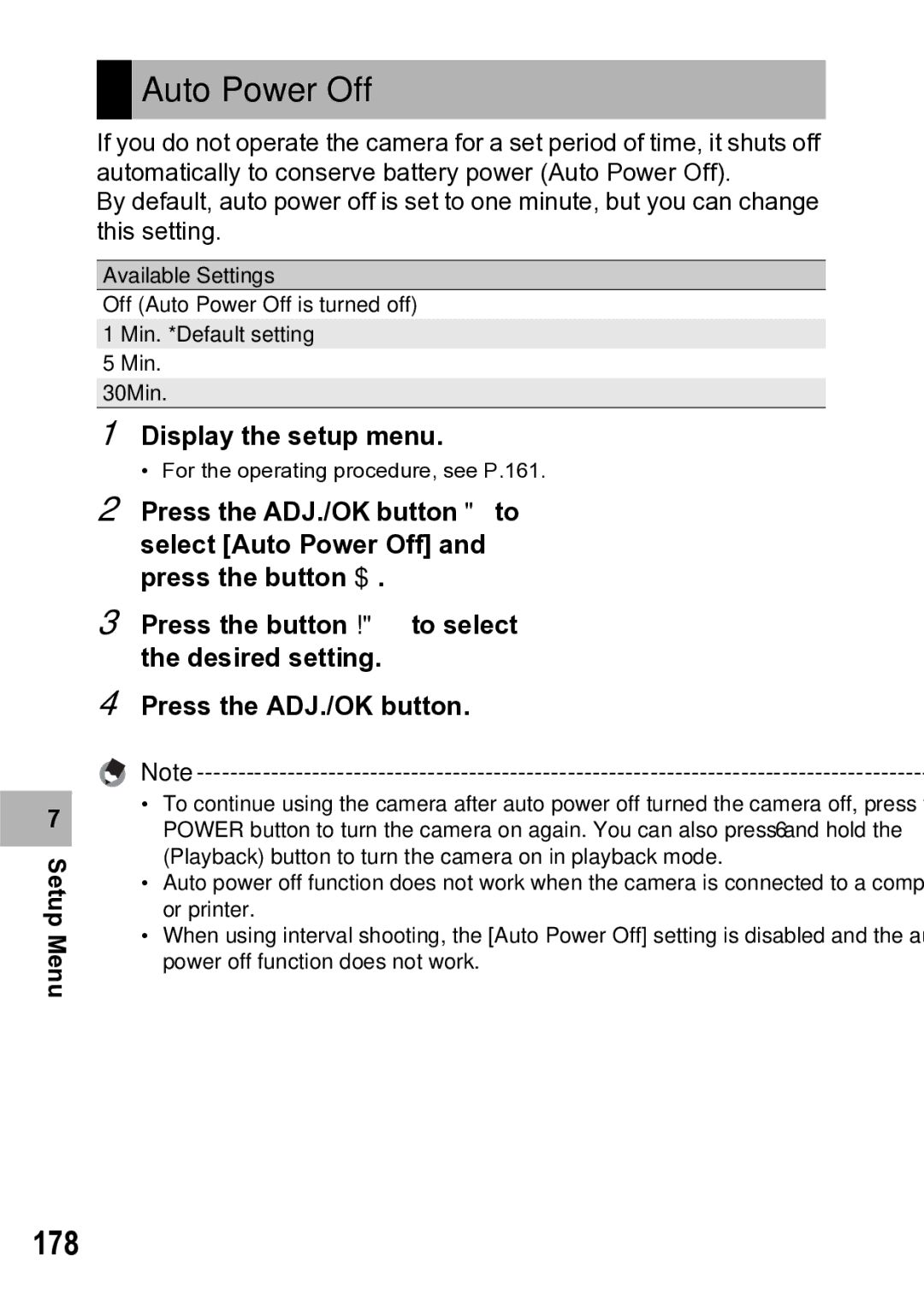 Samsung CX1 manual Auto Power Off, 178 