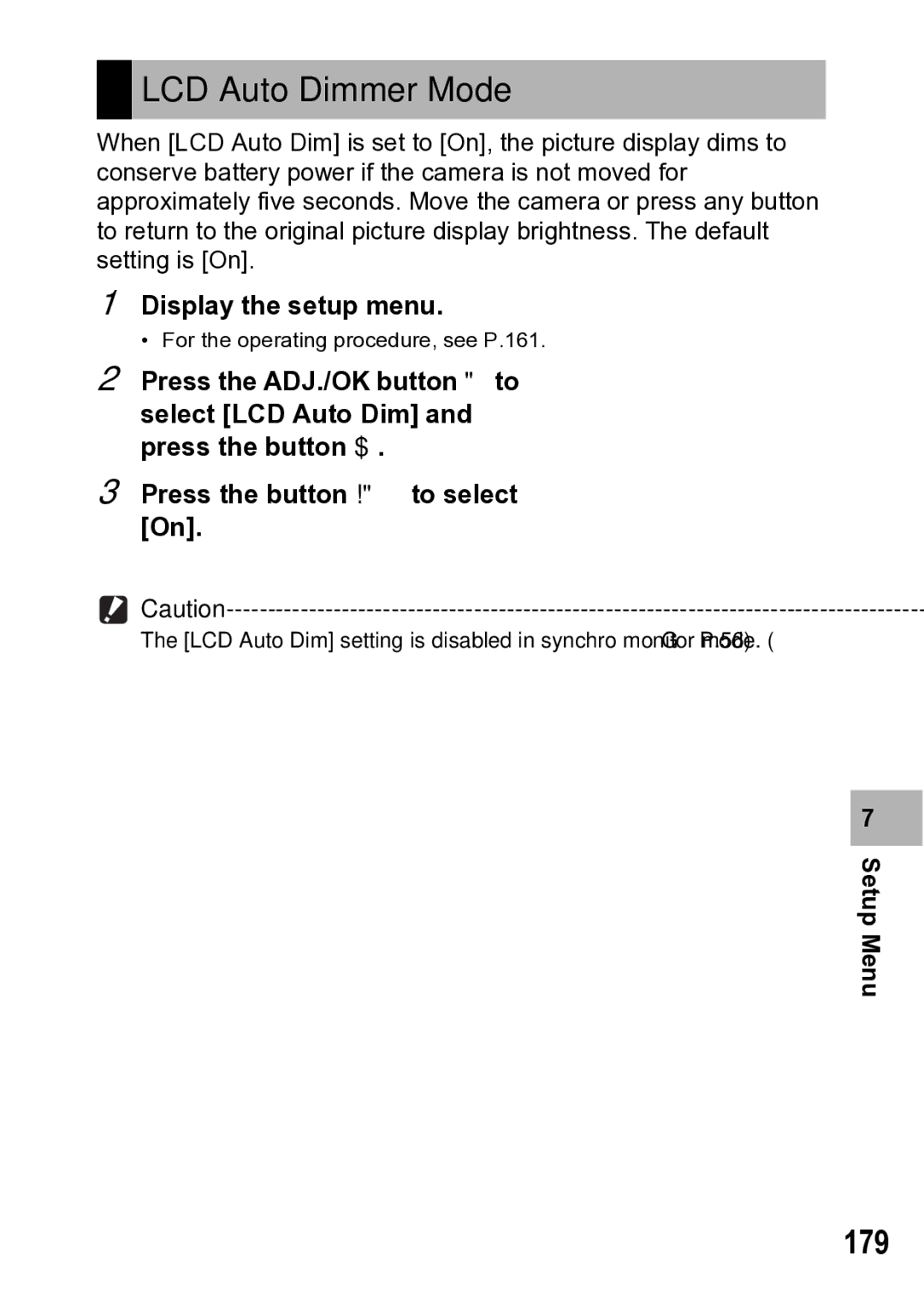 Samsung CX1 manual LCD Auto Dimmer Mode, 179 