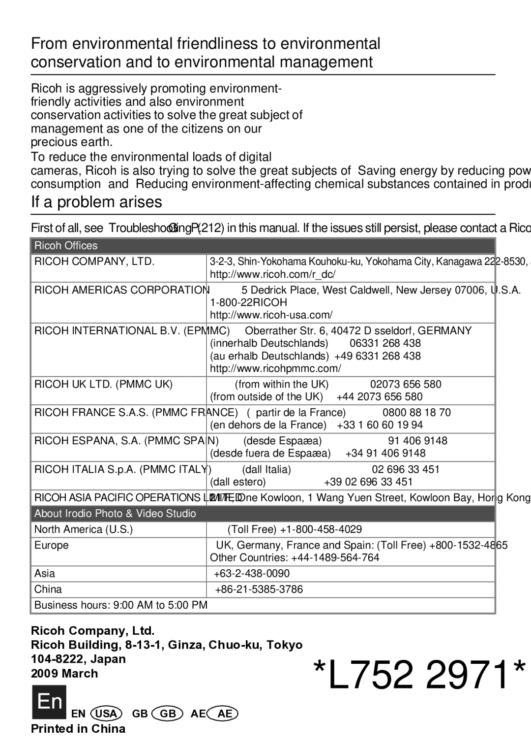 Samsung CX1 manual If a problem arises, Ricoh International B.V. Epmmc 