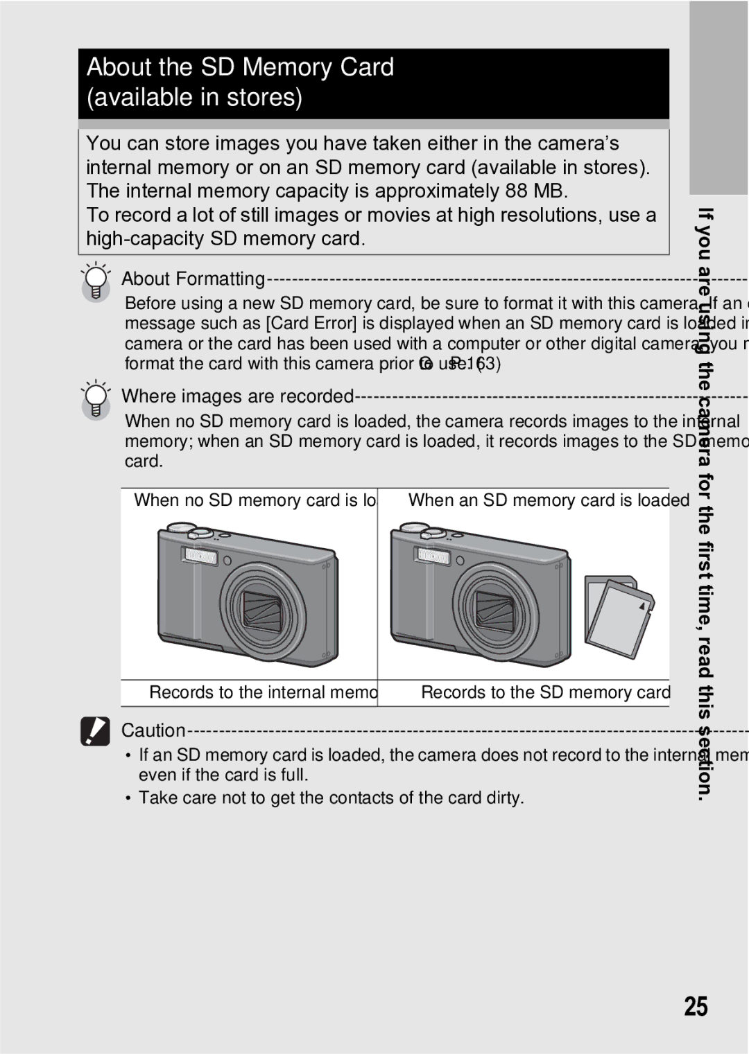 Samsung CX1 manual About the SD Memory Card available in stores, About Formatting 