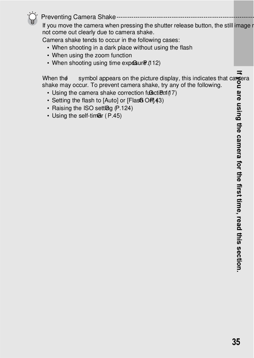 Samsung CX1 manual Preventing Camera Shake 