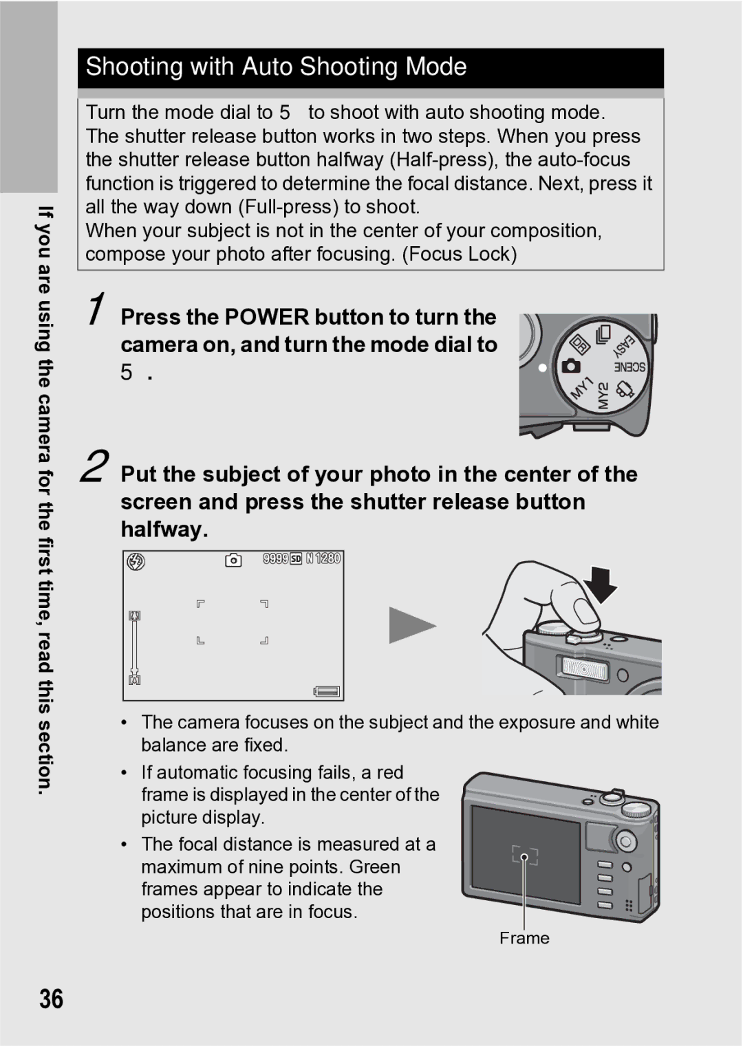 Samsung CX1 manual Shooting with Auto Shooting Mode 