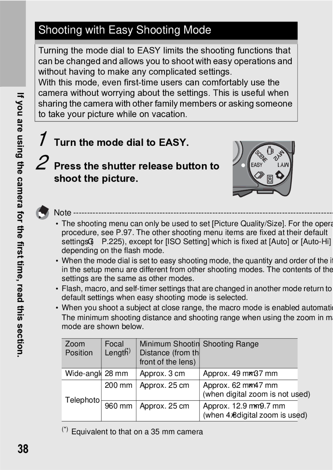 Samsung CX1 manual Shooting with Easy Shooting Mode 