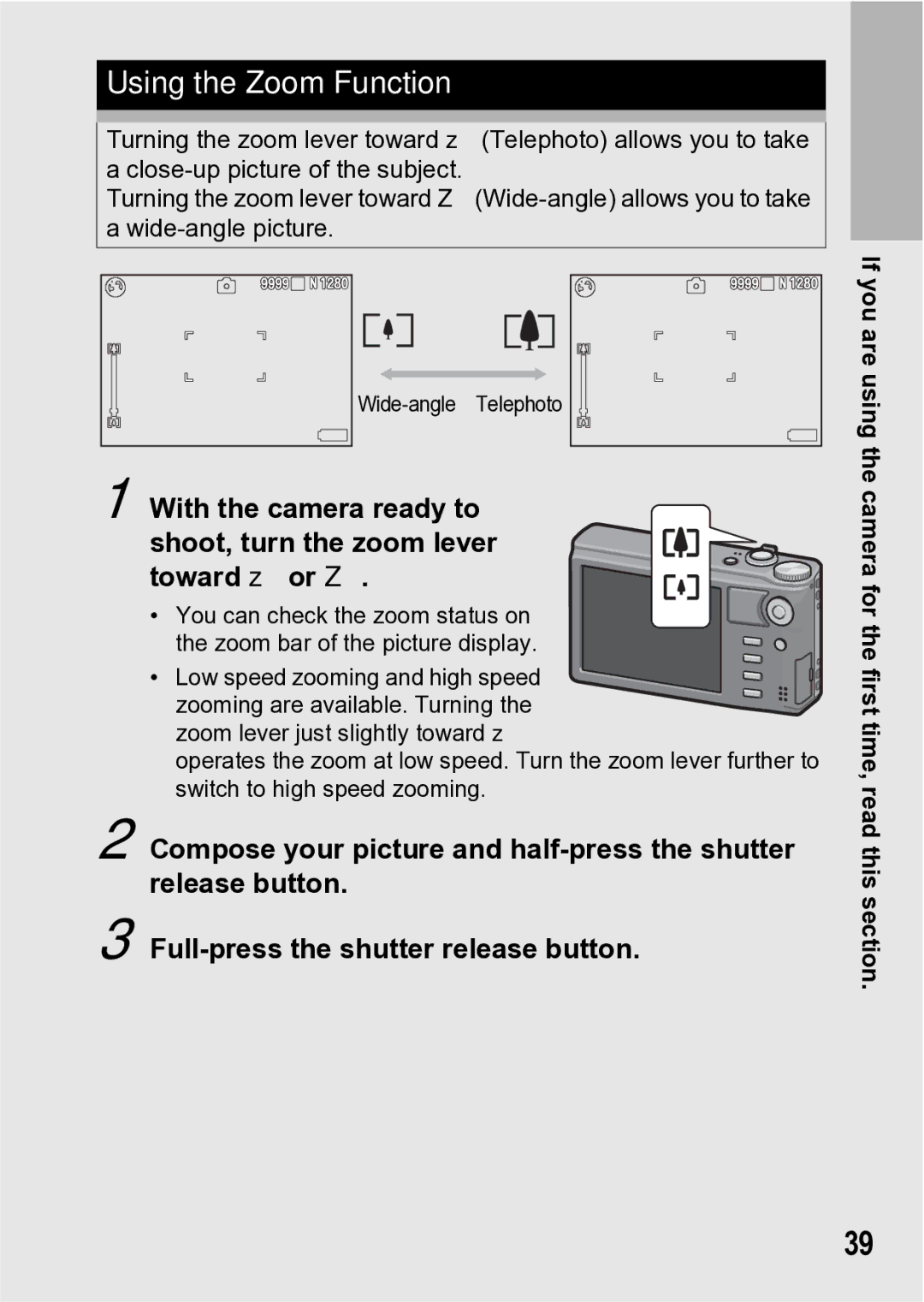 Samsung CX1 manual Using the Zoom Function 