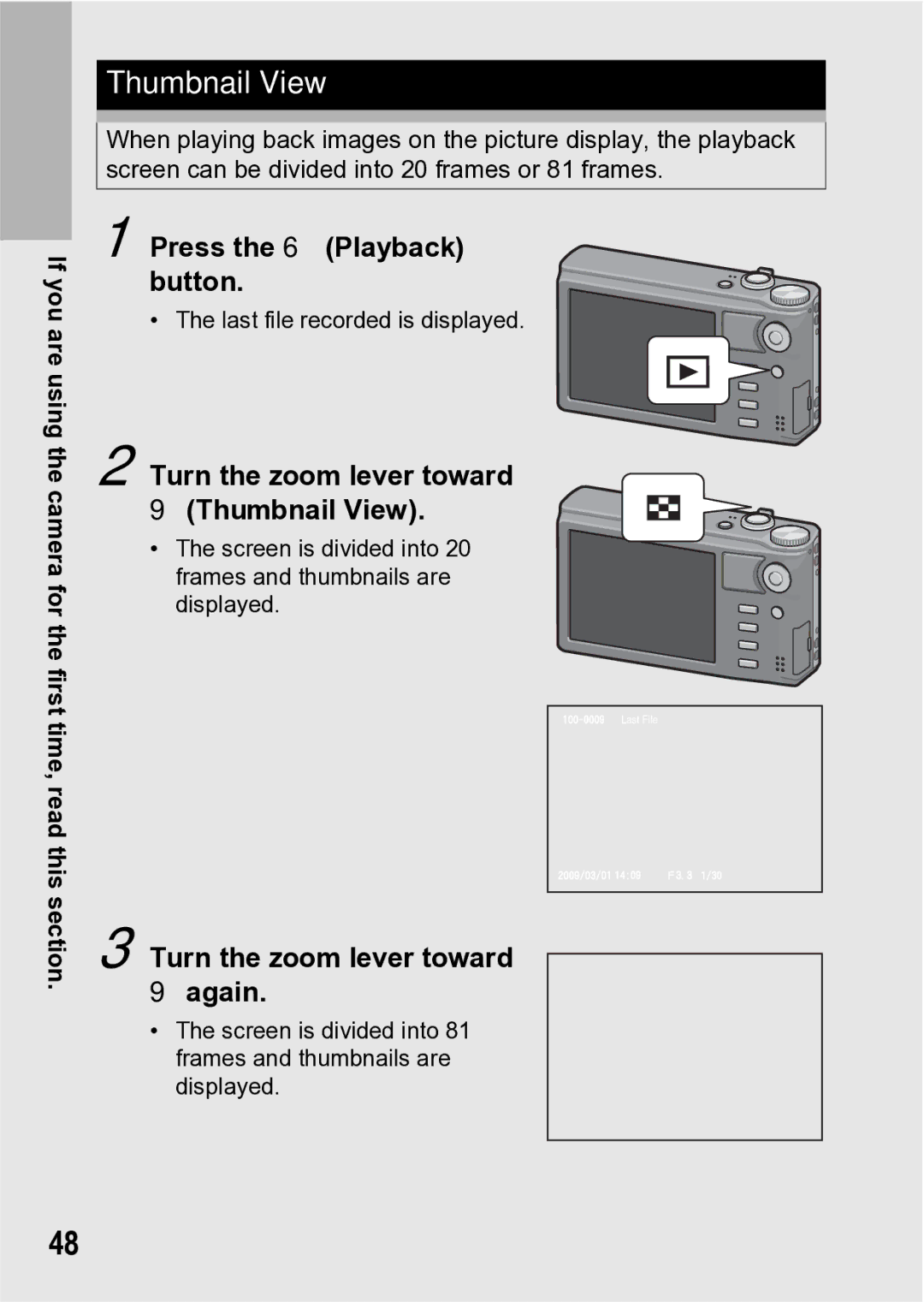 Samsung CX1 manual Turn the zoom lever toward Thumbnail View, Turn the zoom lever toward Again 