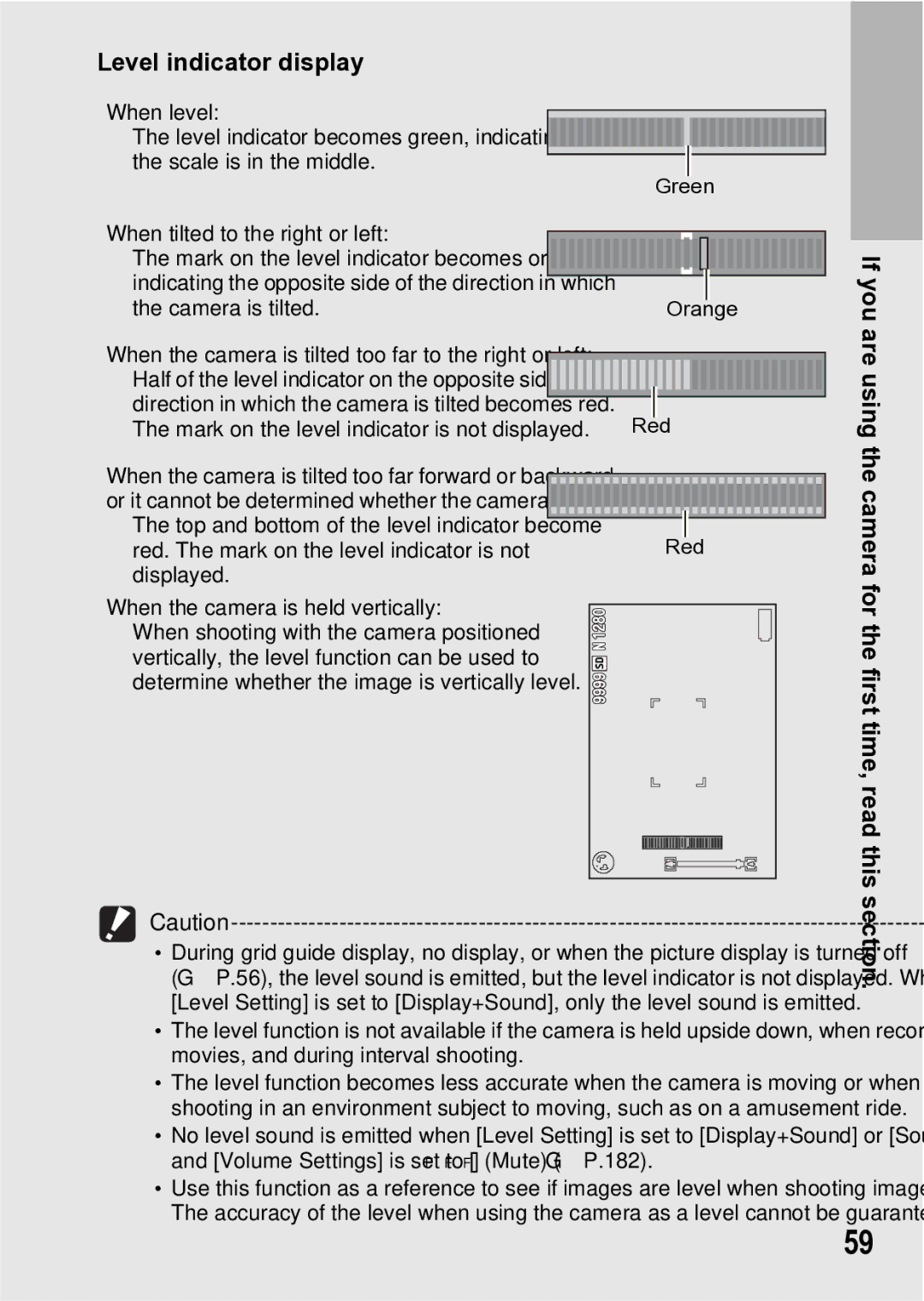 Samsung CX1 manual Level indicator display 