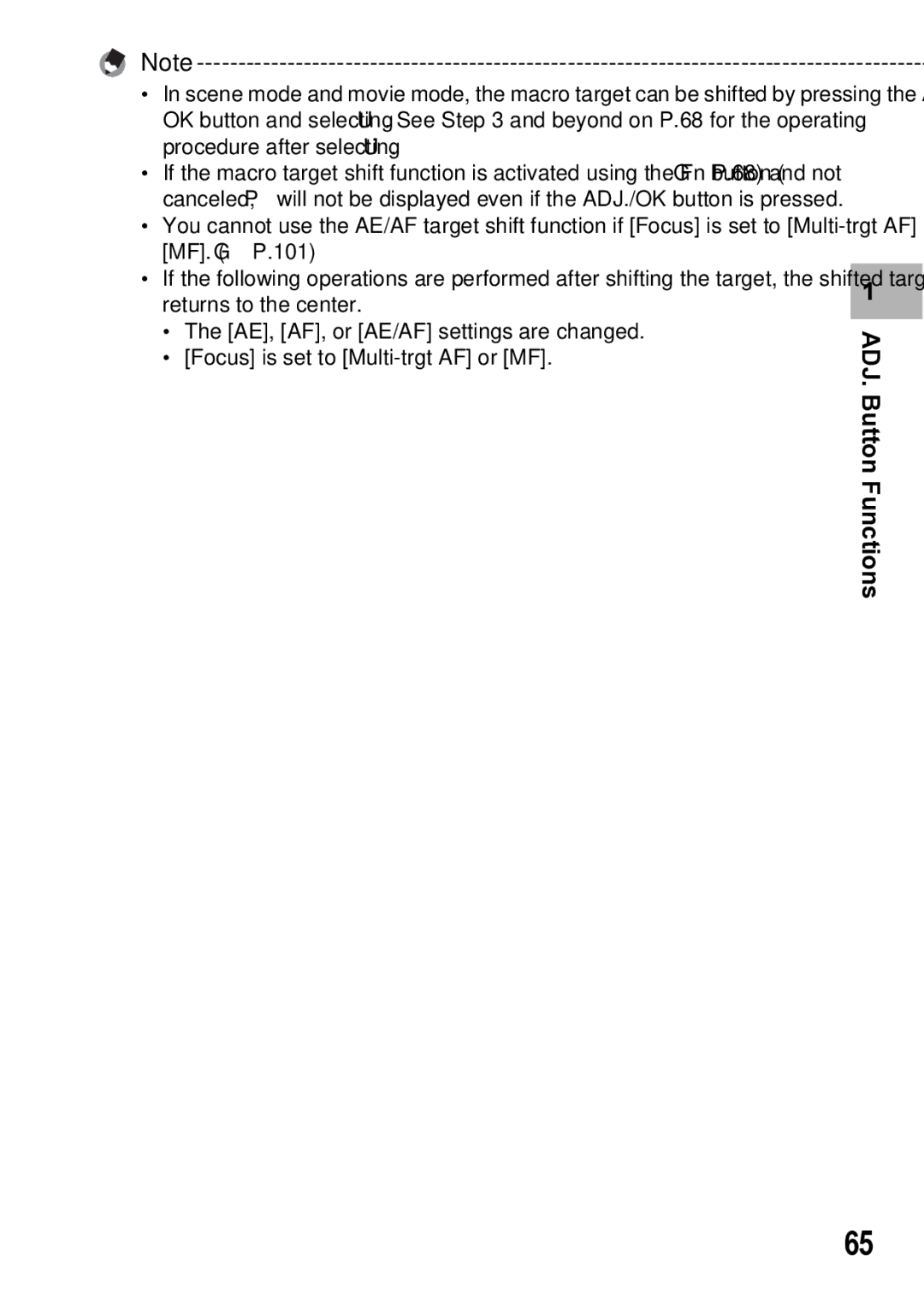 Samsung CX1 manual ADJ. Button Functions 