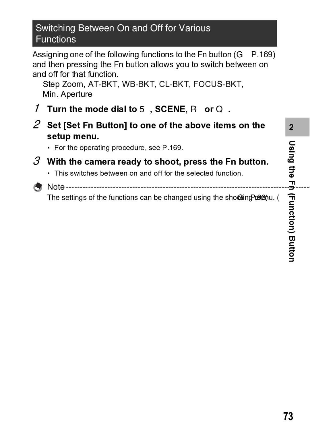 Samsung CX1 manual Switching Between On and Off for Various Functions 