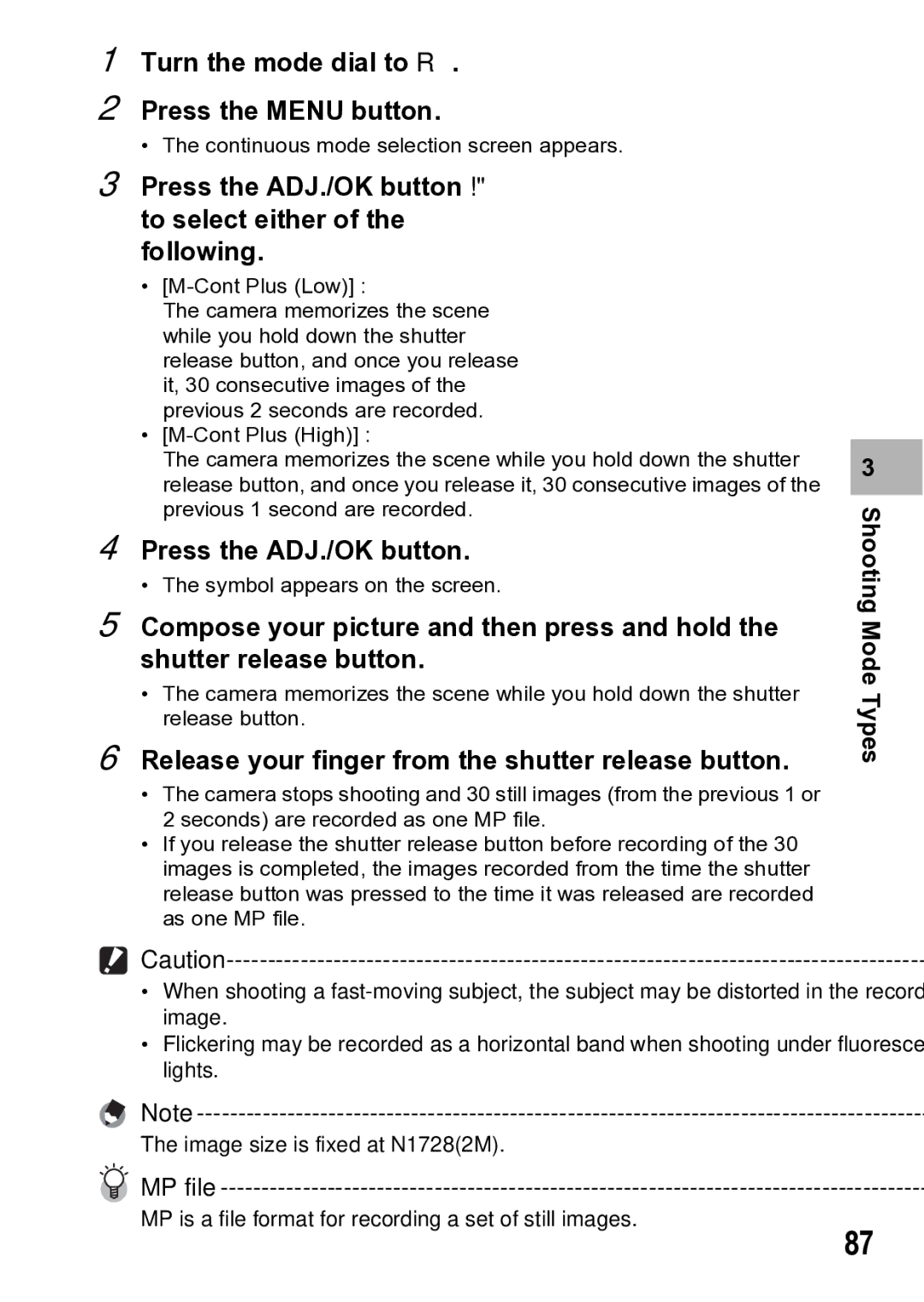 Samsung CX1 manual Press the ADJ./OK button ! to select either of the following 