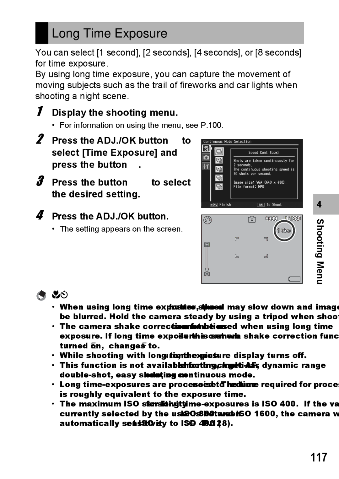 Samsung CX2 manual Long Time Exposure, 117 