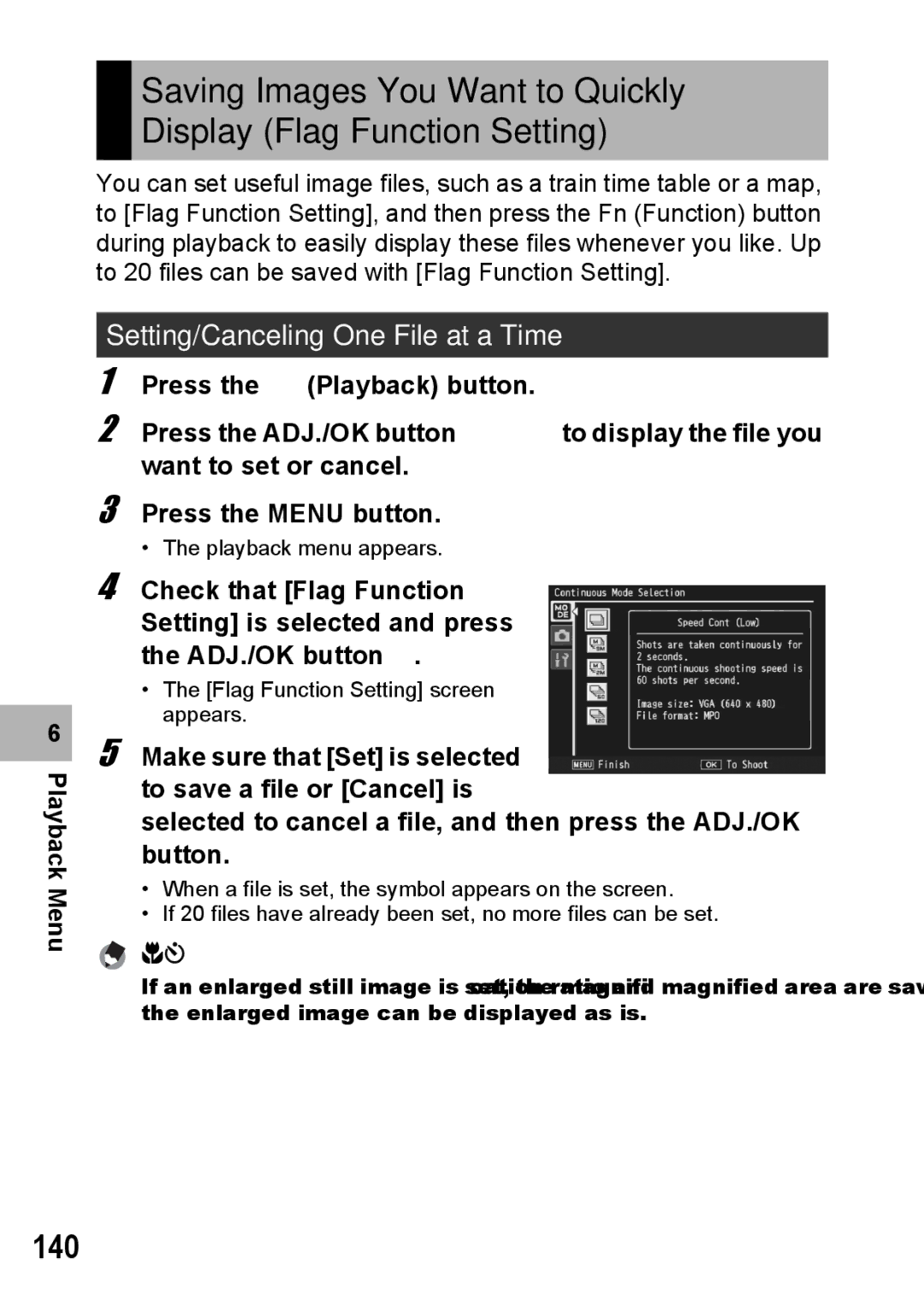 Samsung CX2 manual 140, Setting/Canceling One File at a Time 