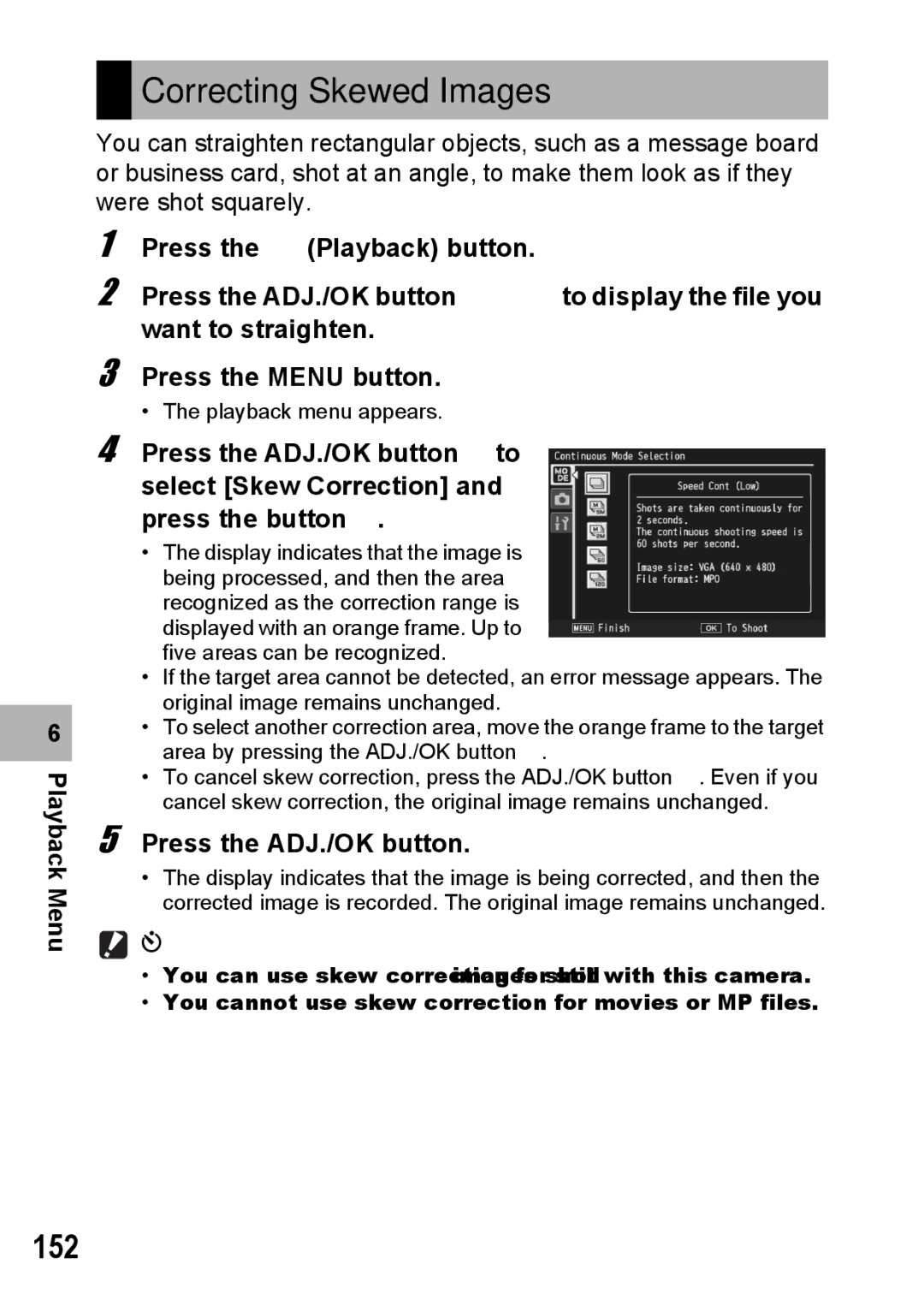 Samsung CX2 manual Correcting Skewed Images, 152 