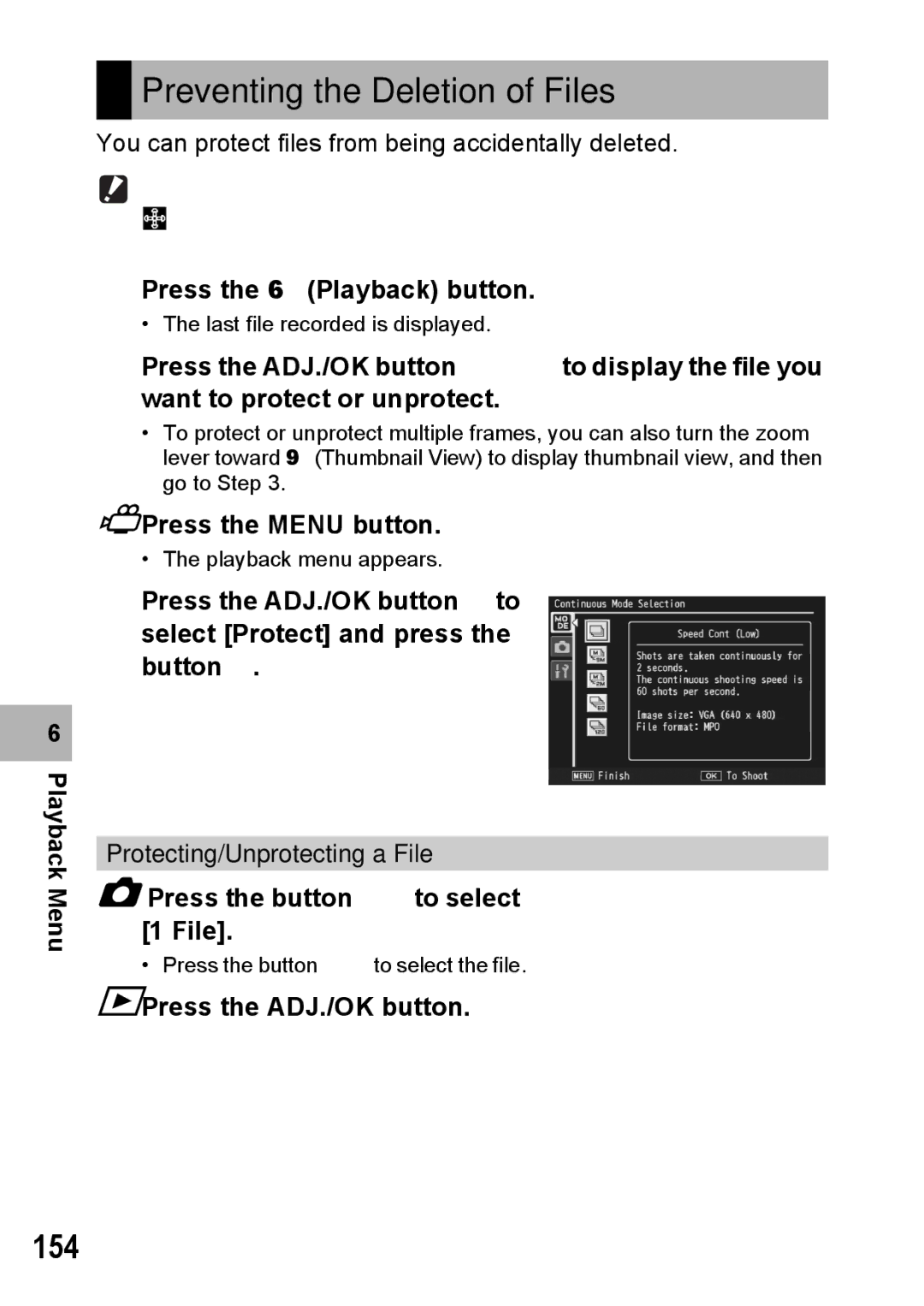 Samsung CX2 manual 154, Press the button ! to select 1 File 