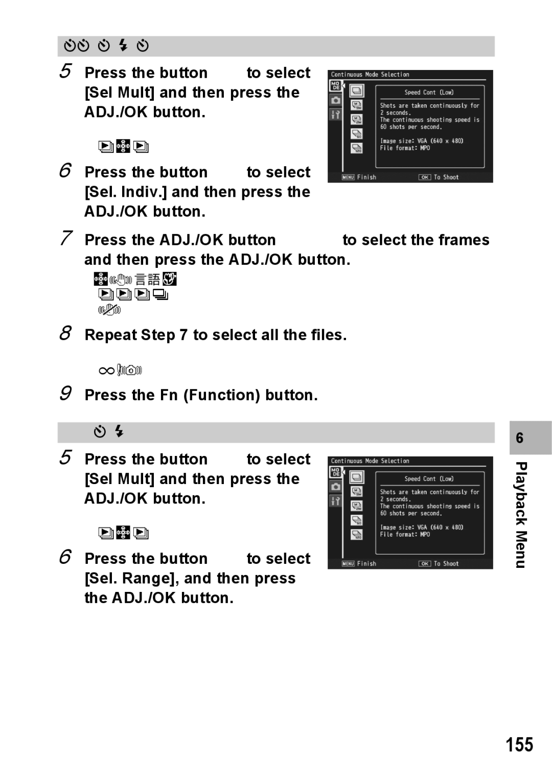 Samsung CX2 manual 155, Repeat to select all the files 